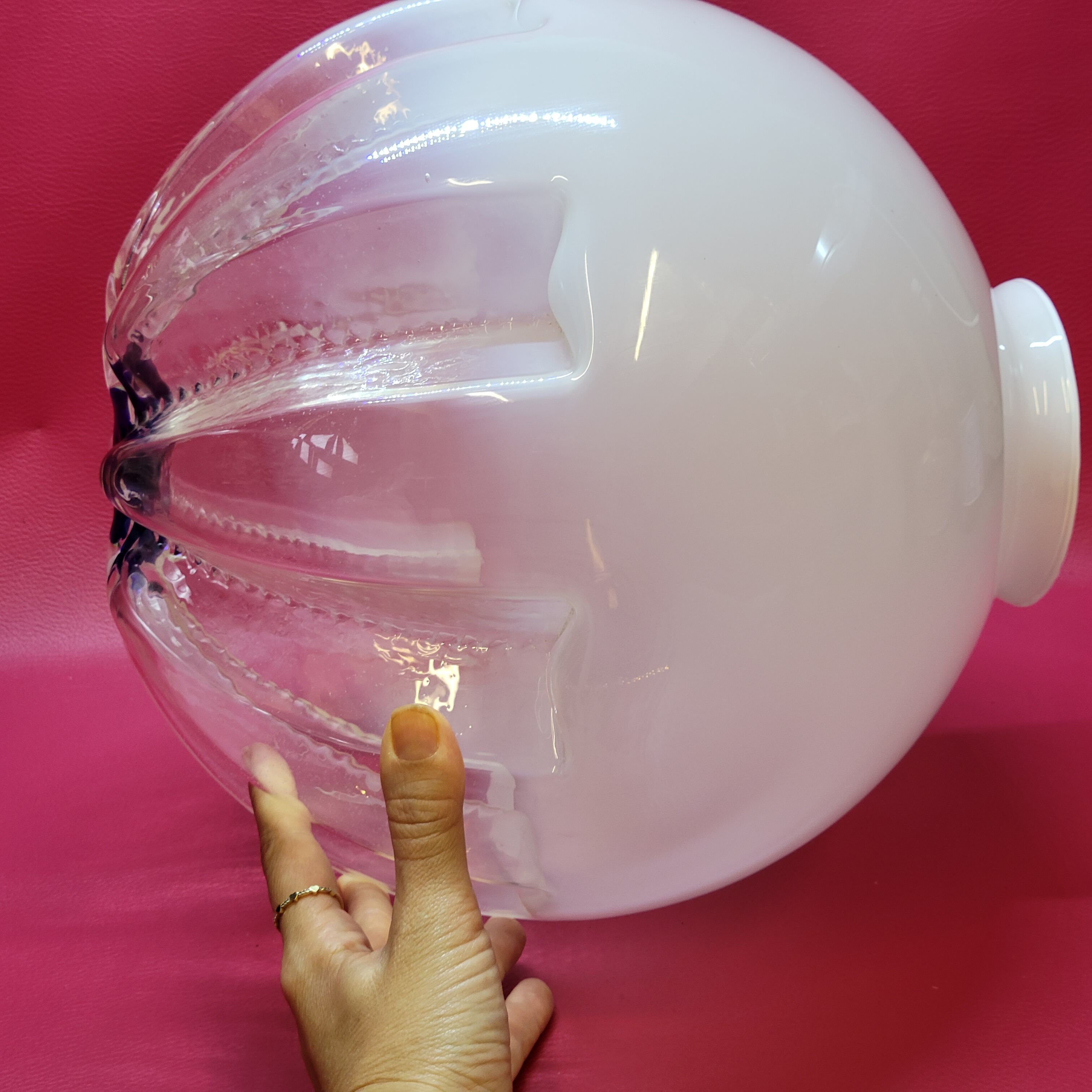 Globe Boule Pour Suspension Ou Lampe Lampadaire Vintage Mazzega Italie 1970 30cm