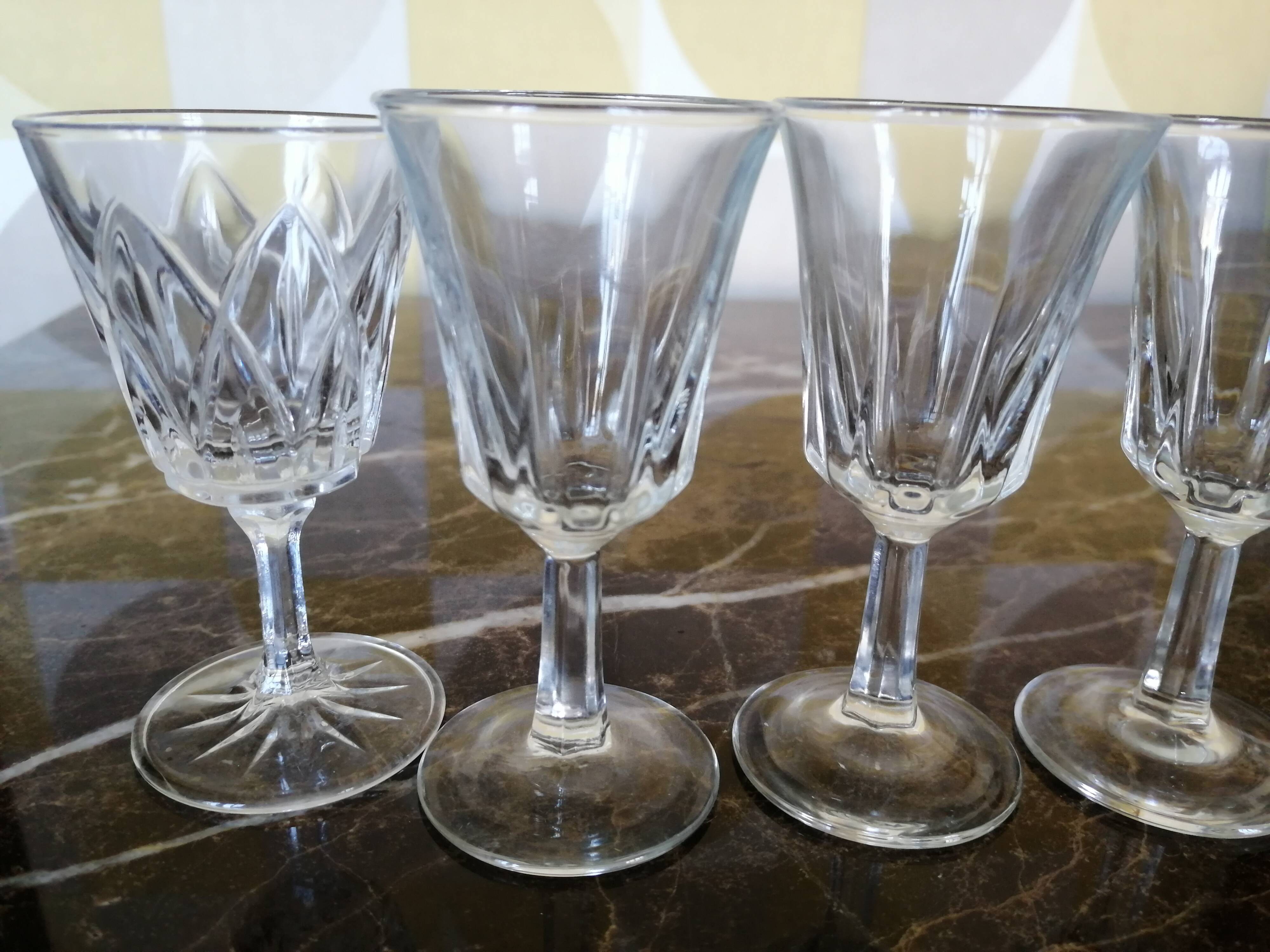 6 old digestive glasses