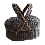 Black wicker market basket