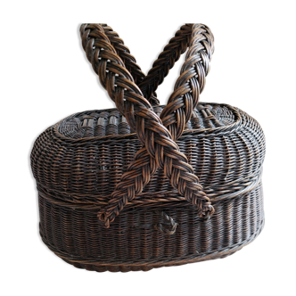 Black wicker market basket