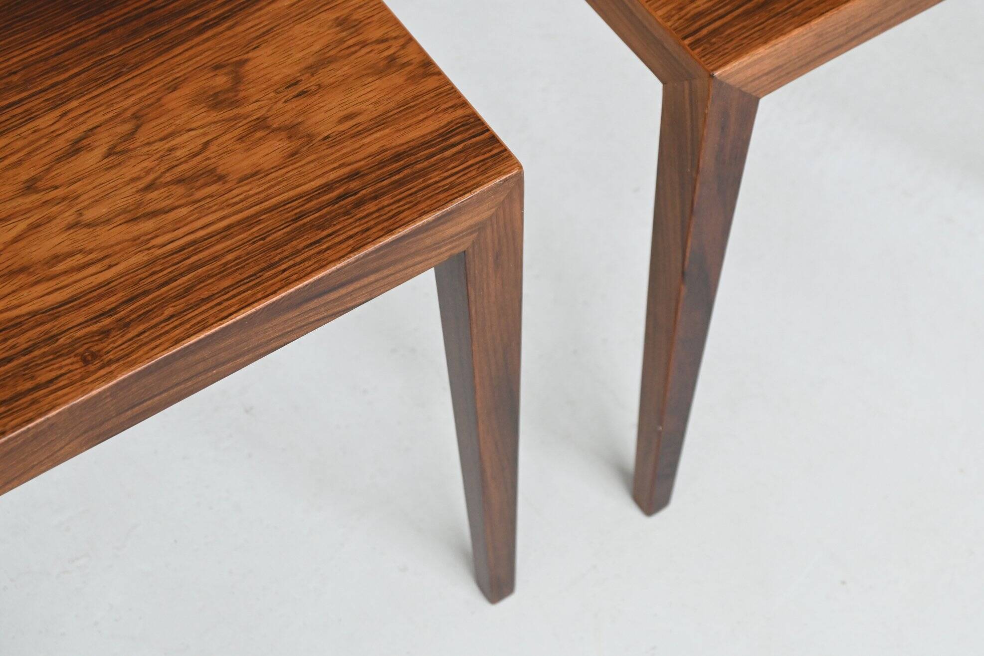 Severin Hansen pair of side tables in rosewood Haslev Denmark 1960