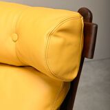 Brazilian Lounge Chair in Rosewood and Ochre Leather