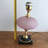 Vintage ceramic lamp brass and pink glass ball