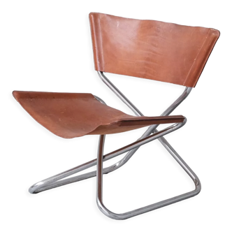 Erik Magnussen “Z-down” Mid-Century Leather & Steel Lounge Chair