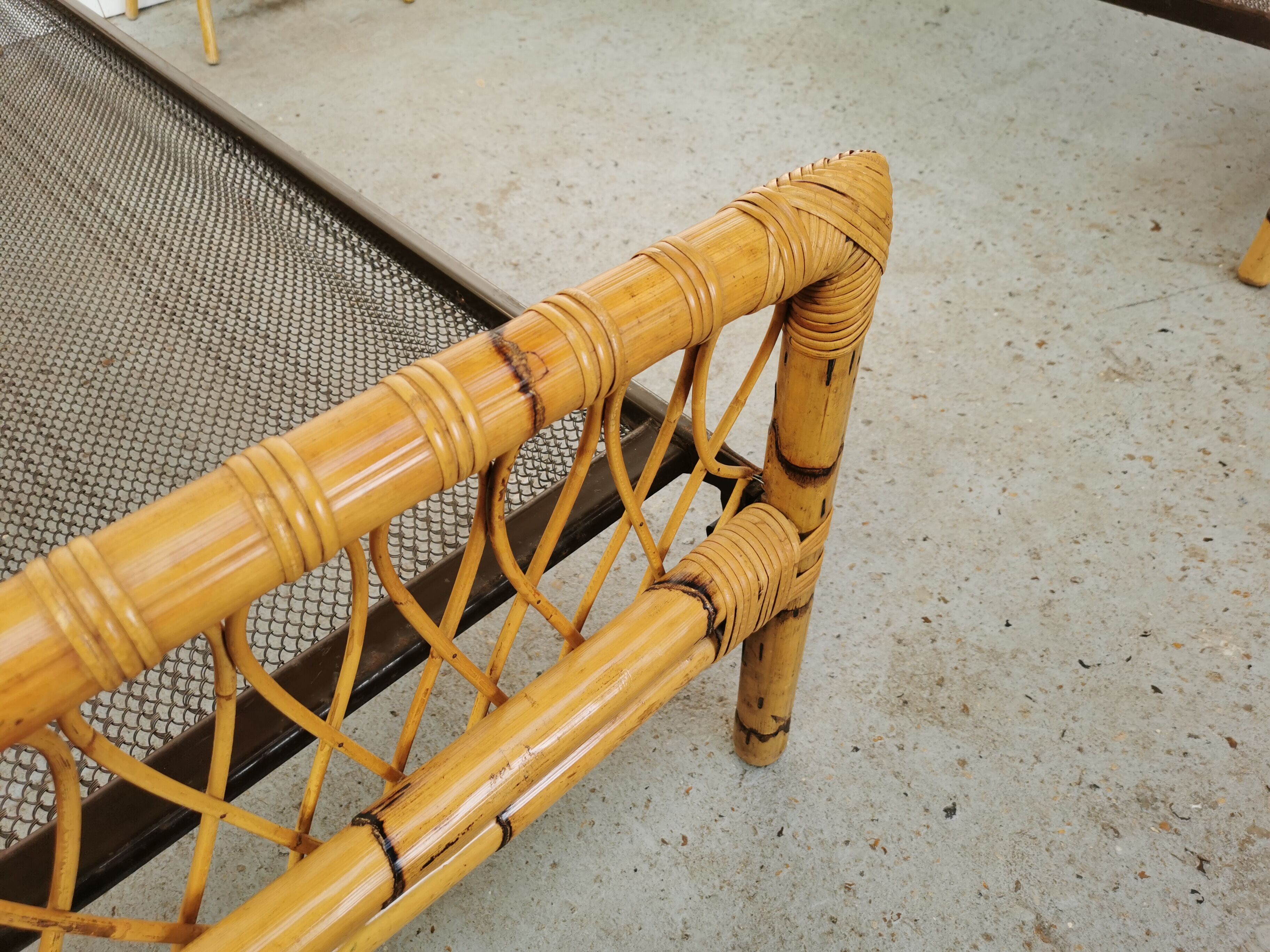 Pair of vintage rattan twin bed