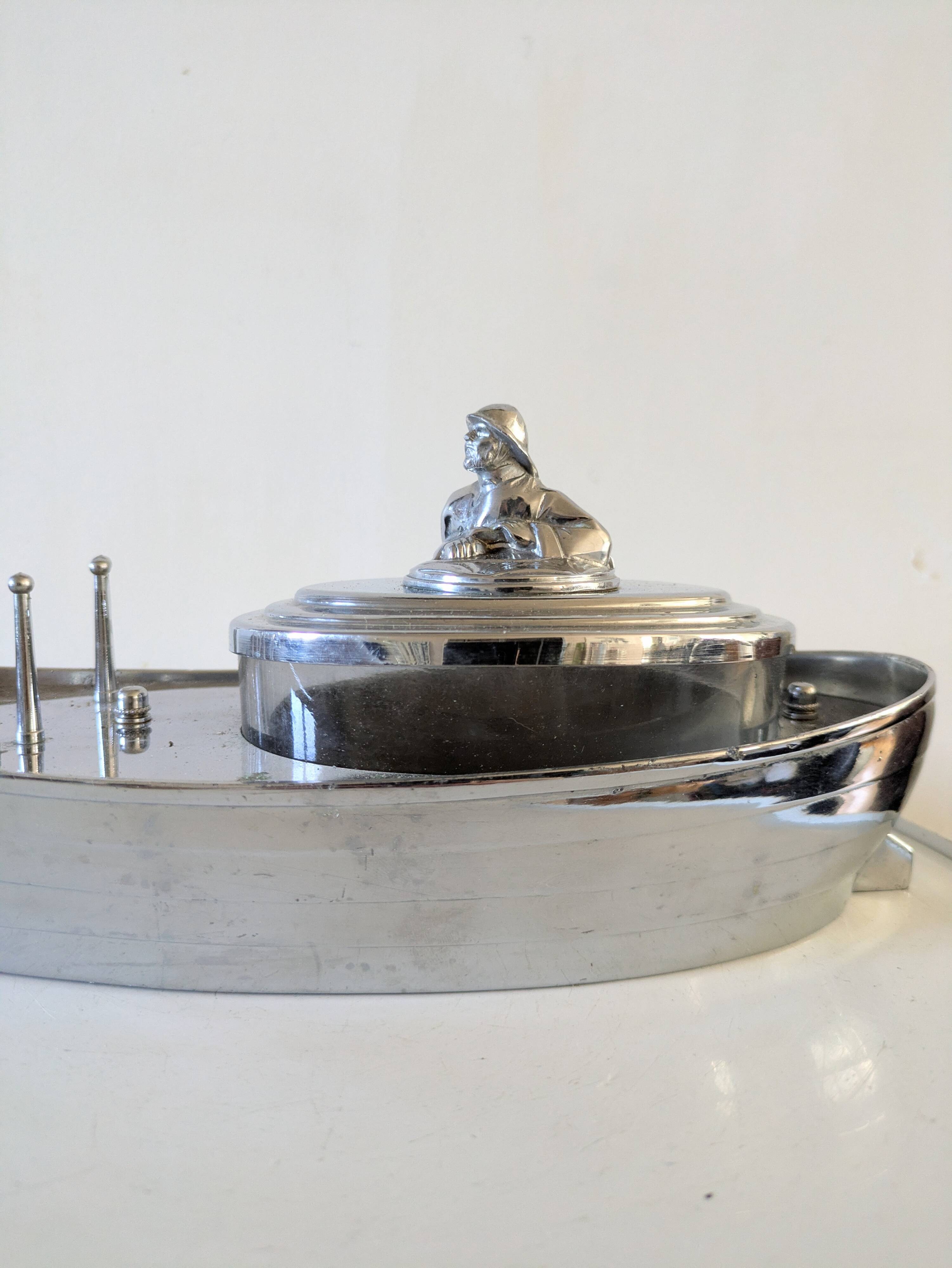 Bateau en inox support vinaigrette vintage années 60