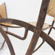 Set of 6 French mid-century folding chairs in wicker and iron, 1960s.