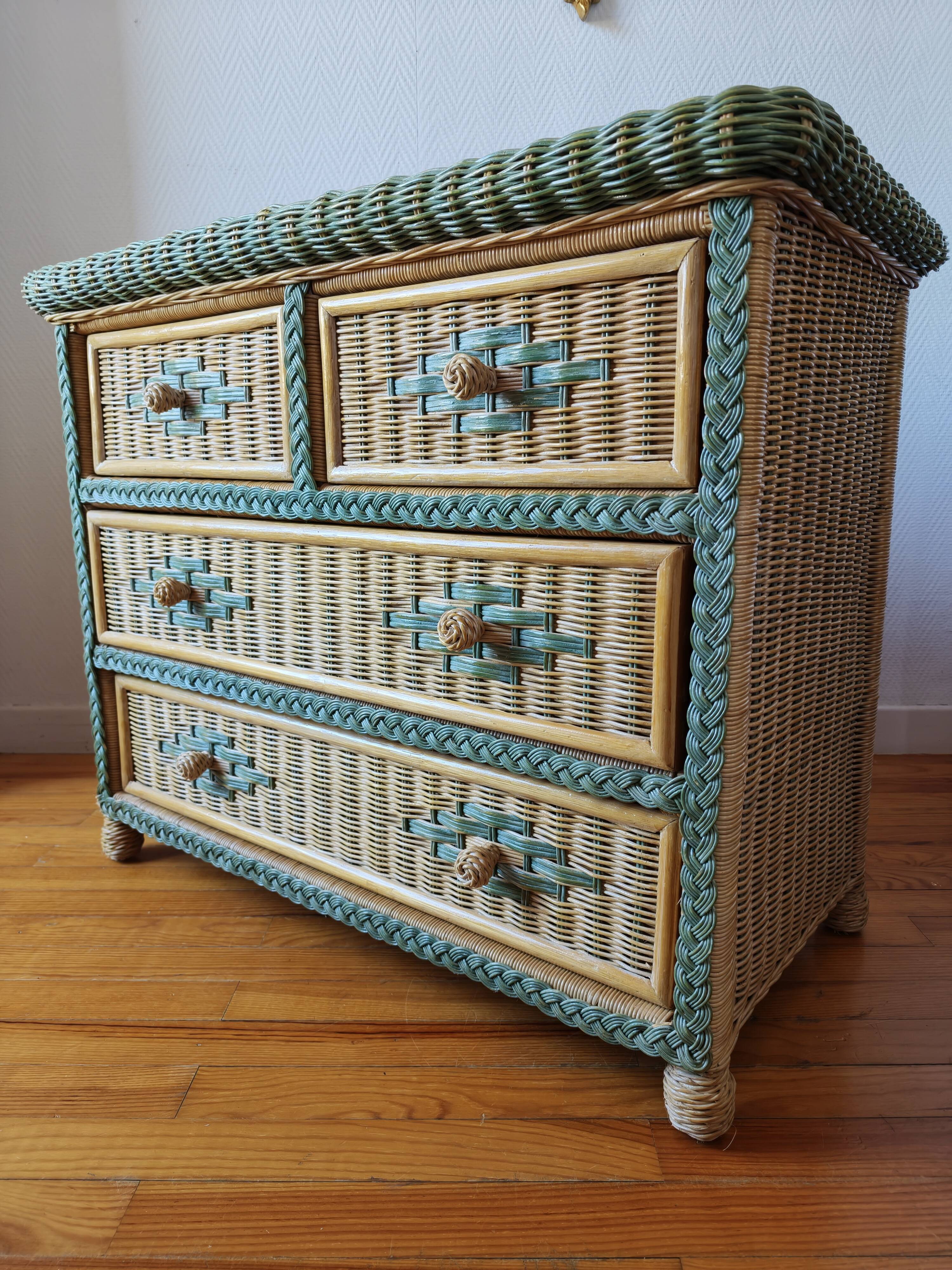 Rattan and wicker commode from the 70s – 80s