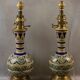 Paire de vases Longwy montés en lampe avec monture en bronze doré, fin XIXe