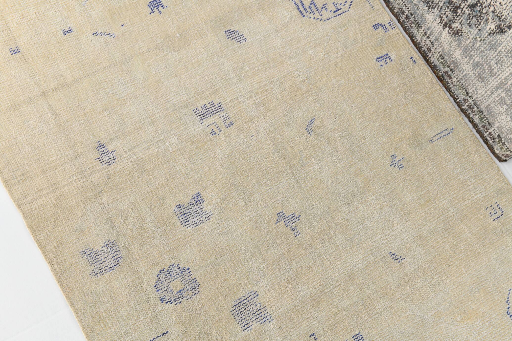 3x12 Blue & Beige Antique Vintage Runner Rug, 80x369Cm SK 23836