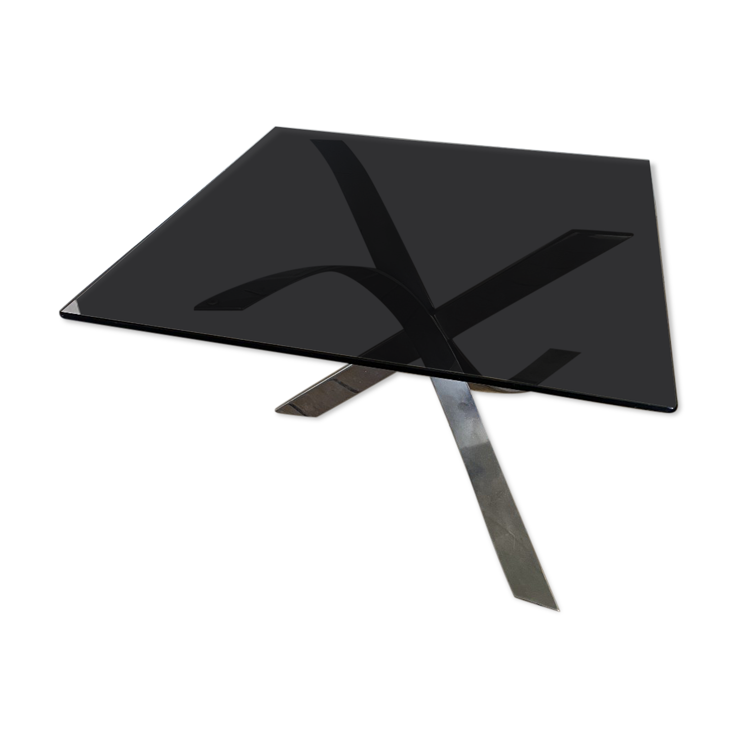 Chrome coffee table and smoked glass 1970