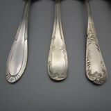 6 large mismatched old silver metal spoons for a chic table