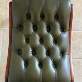Classic English-style leather sofa with footrest