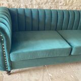 Canapé Chesterfield en velours vert émeraude
