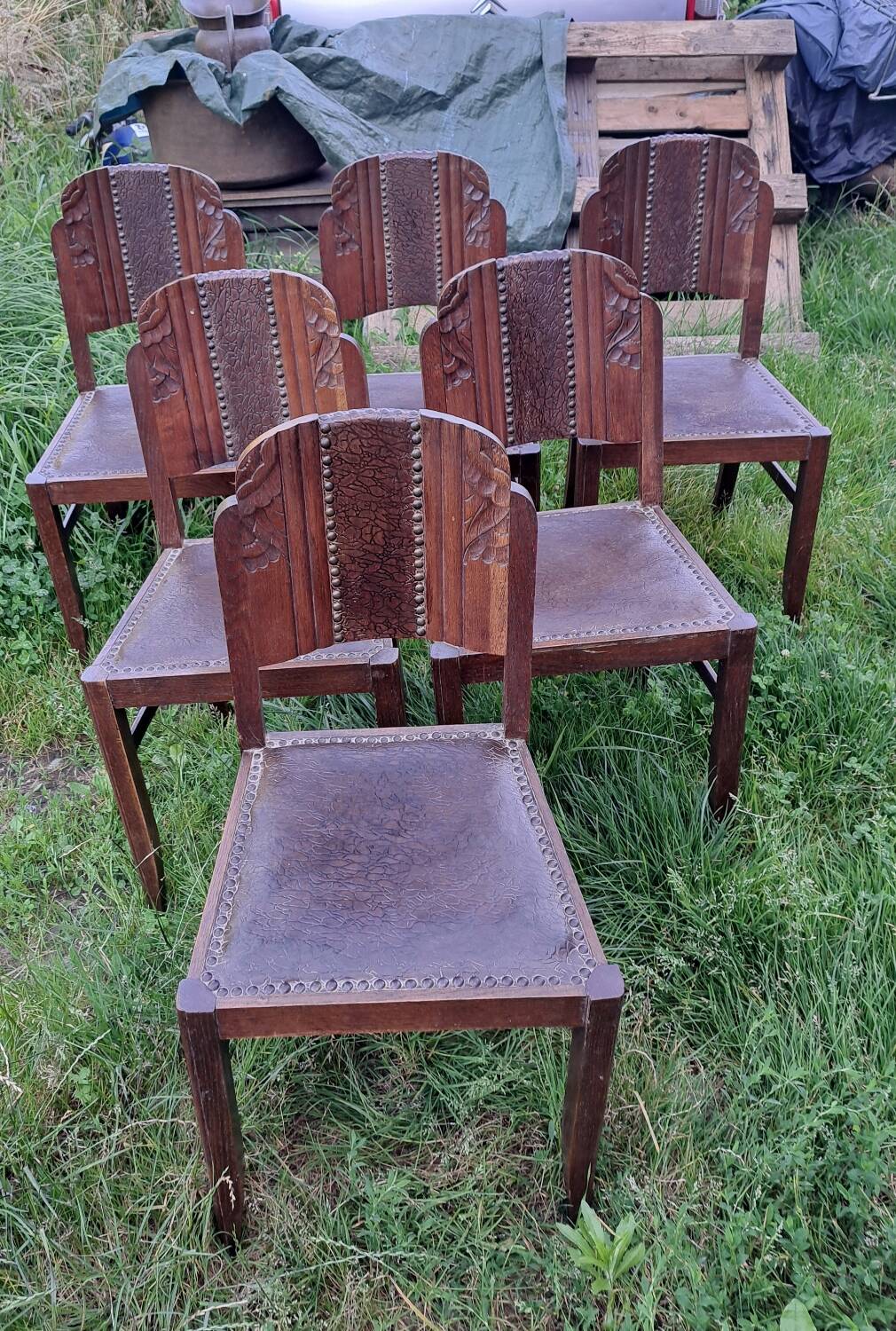 Set of 6 art deco chairs.