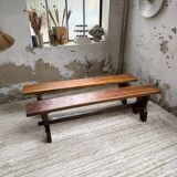 Pair of walnut benches 1900