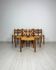 1960s Set of 6 Danish Teak Papercord Dining Chairs Model 84 by Niels Møller
