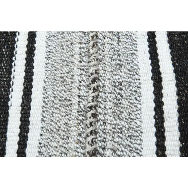 1970s Vintage Turkish Oushak Handmade  White Black Runner Rug  182x296