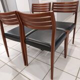 Suite of 4 chairs Scandinavian teak vintage 1970s