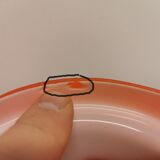 Table lamp, made in red double layer glass with metal details. estimated from the 1960s