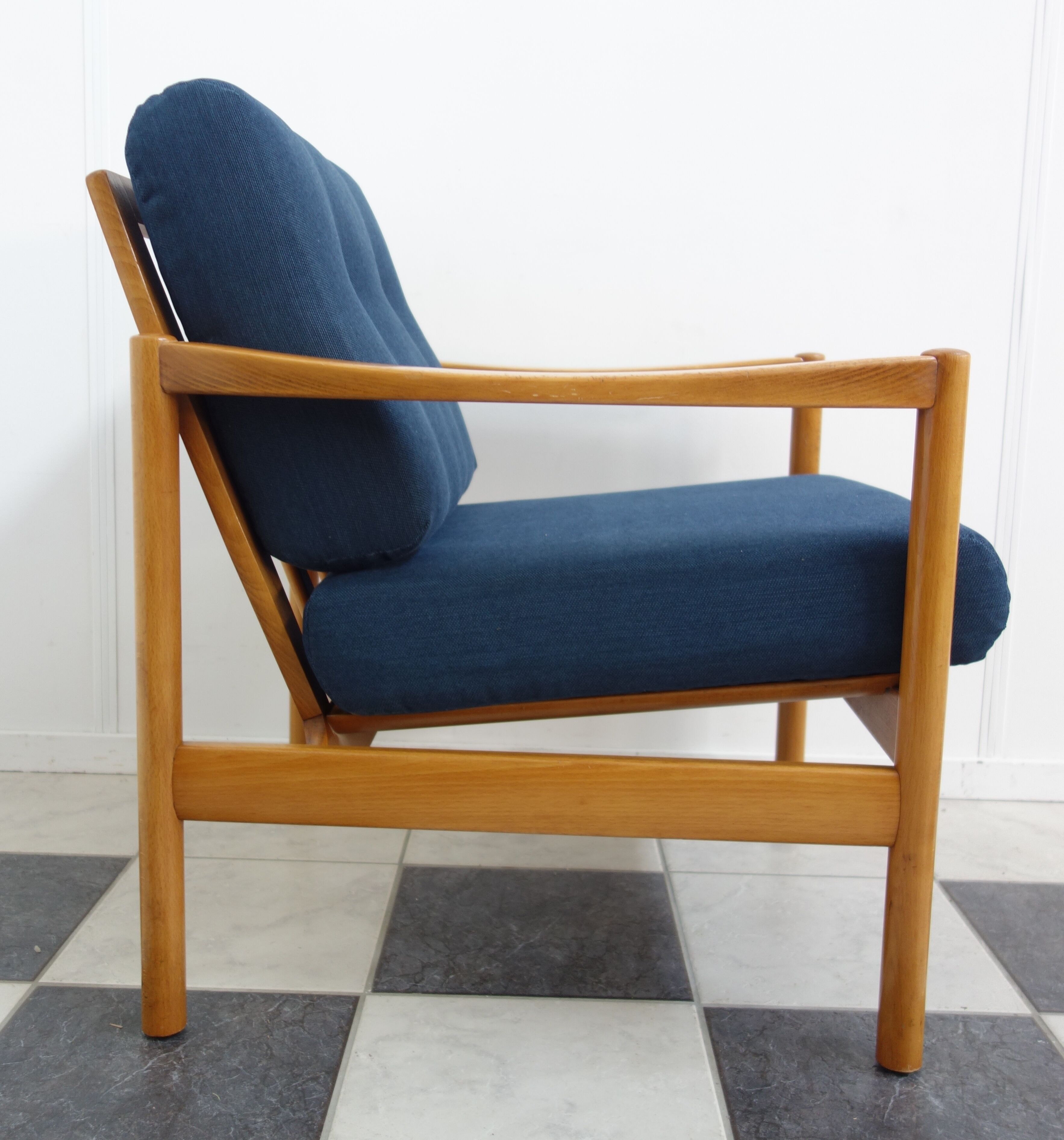 Walter knoll relax armchair 1960s in blue fabric