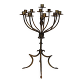 Important gilded wrought iron candelabrum with 11 arms.