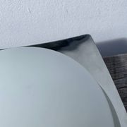 Applique plafonnier en verre blanc et inox