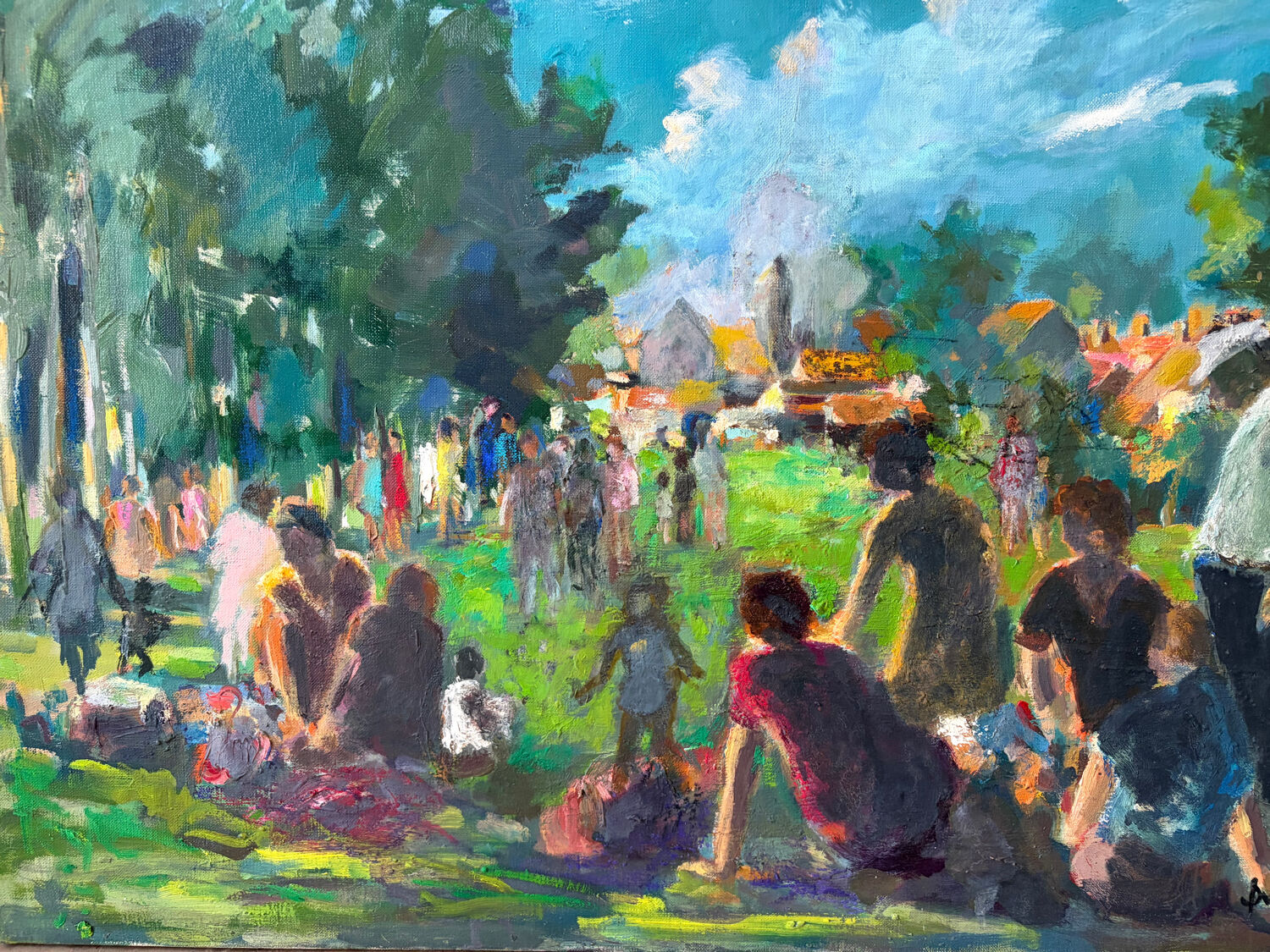 Picnic scene signed