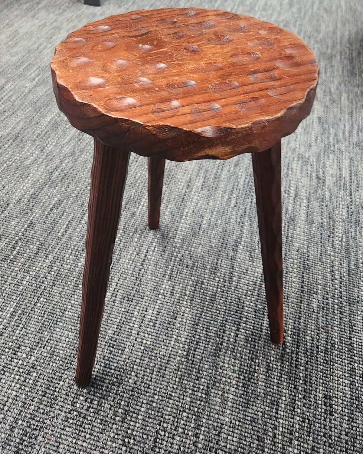 Brutalist wooden tripod stool