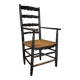 High back straw armchair