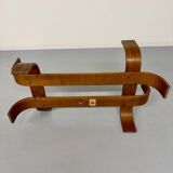 Vintage Fubo coffee table, 1970s design, made of bent wood and smoked glass