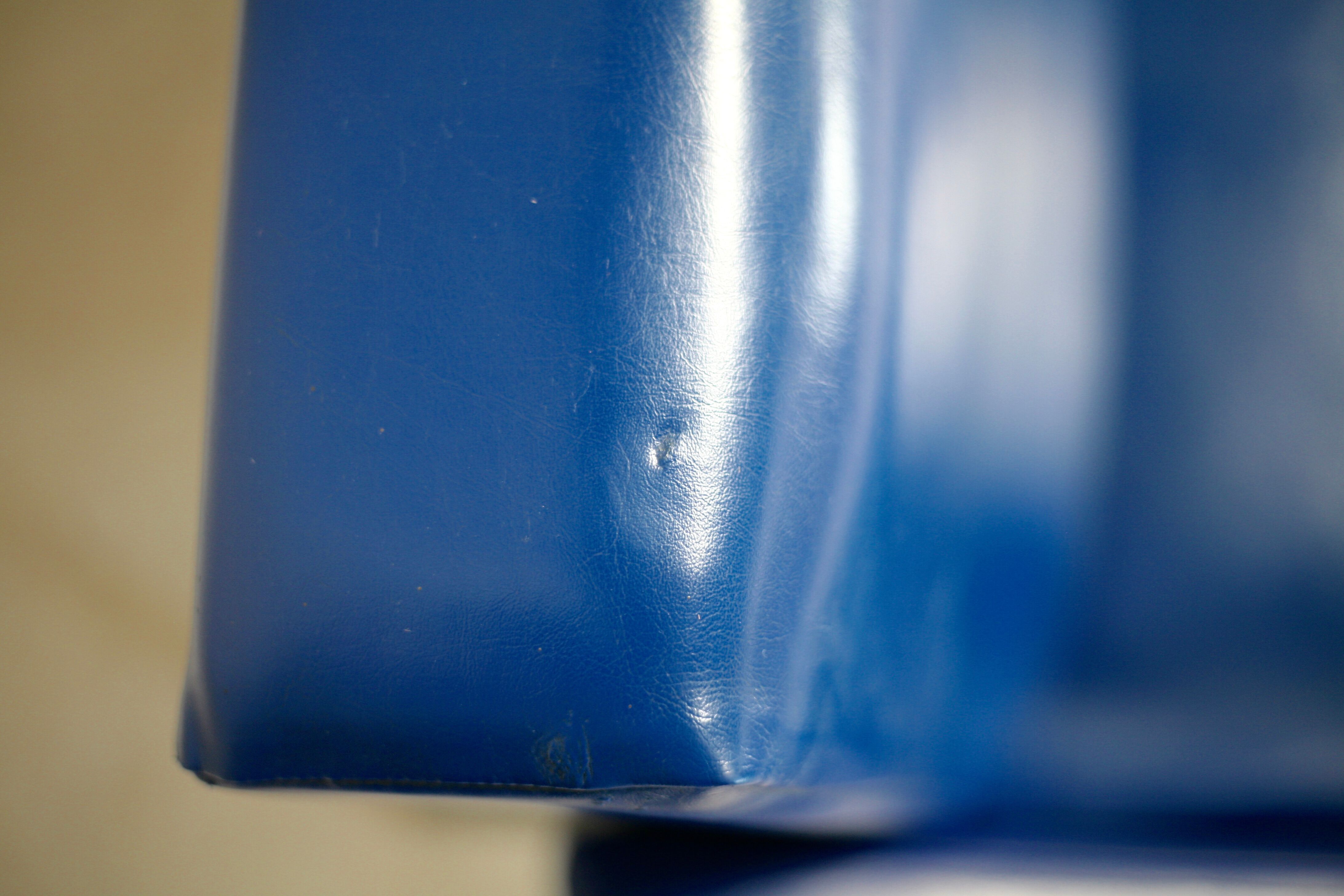 Sofa imitation leather blue and steel, 3 seats, France, circa 1960