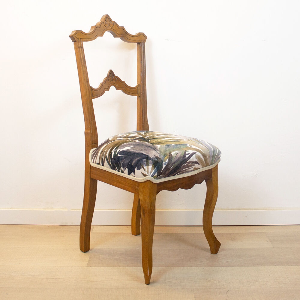 Walnut Alfonsin Era Upholstered Chair, Spain, Circa 1880
