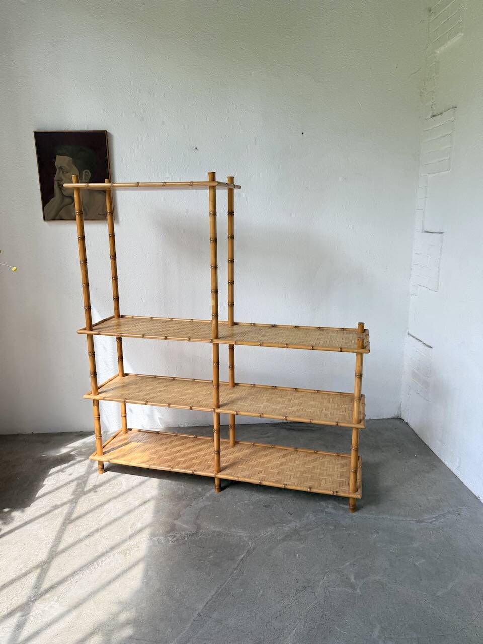 Large rattan shelf 1960