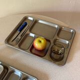 Set of two stainless steel dining trays