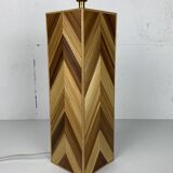 Midcentury pencil reed rattan bamboo and brass table lamp, 1970s