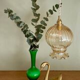 Vintage amber glass globe pendant light
