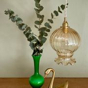 Vintage amber glass globe pendant light