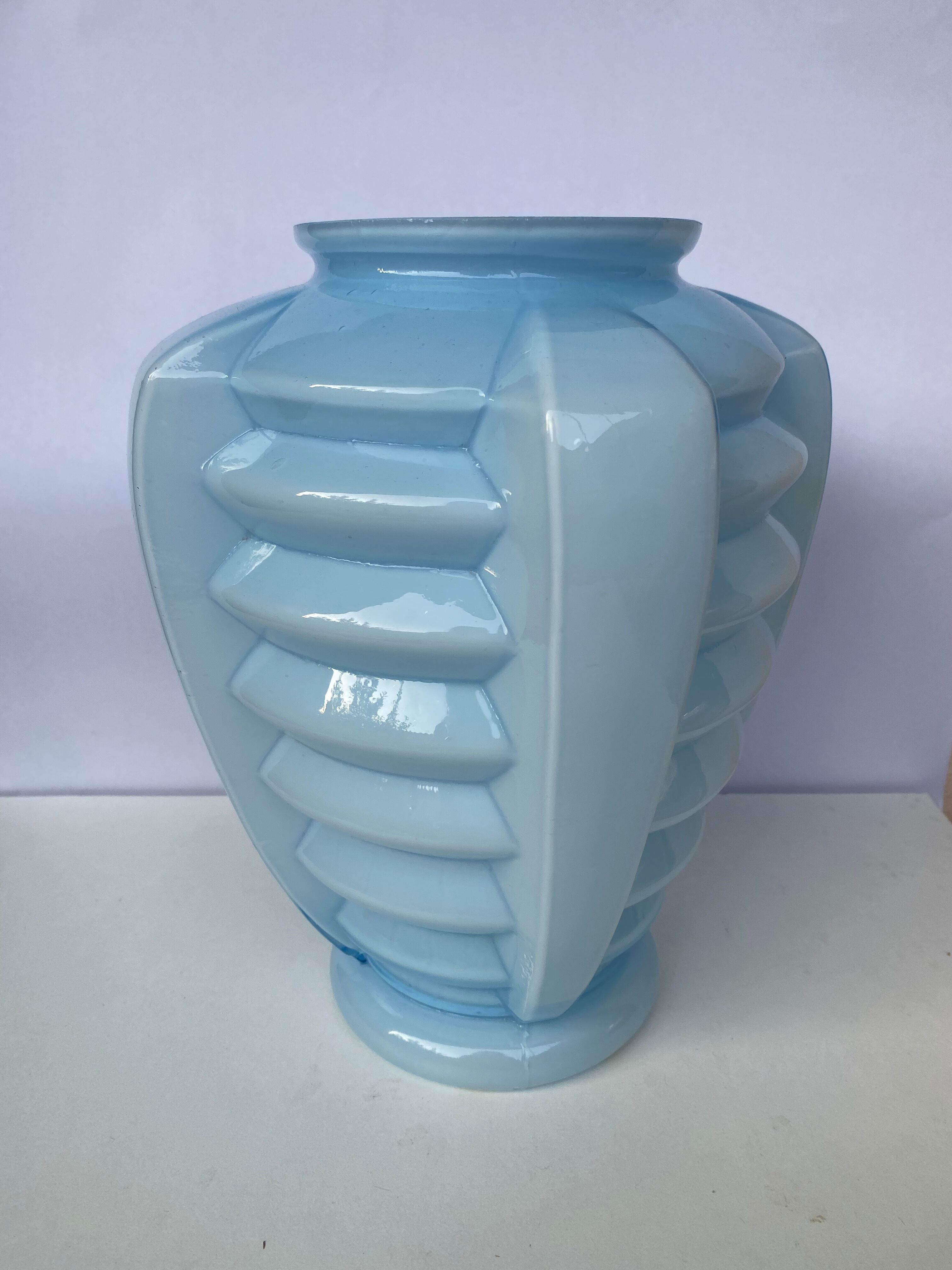 Passel-blue Art Deco vase in Skyscraper style