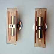 Pair of Veca wall lamps in pink Murano glass Italy 1970