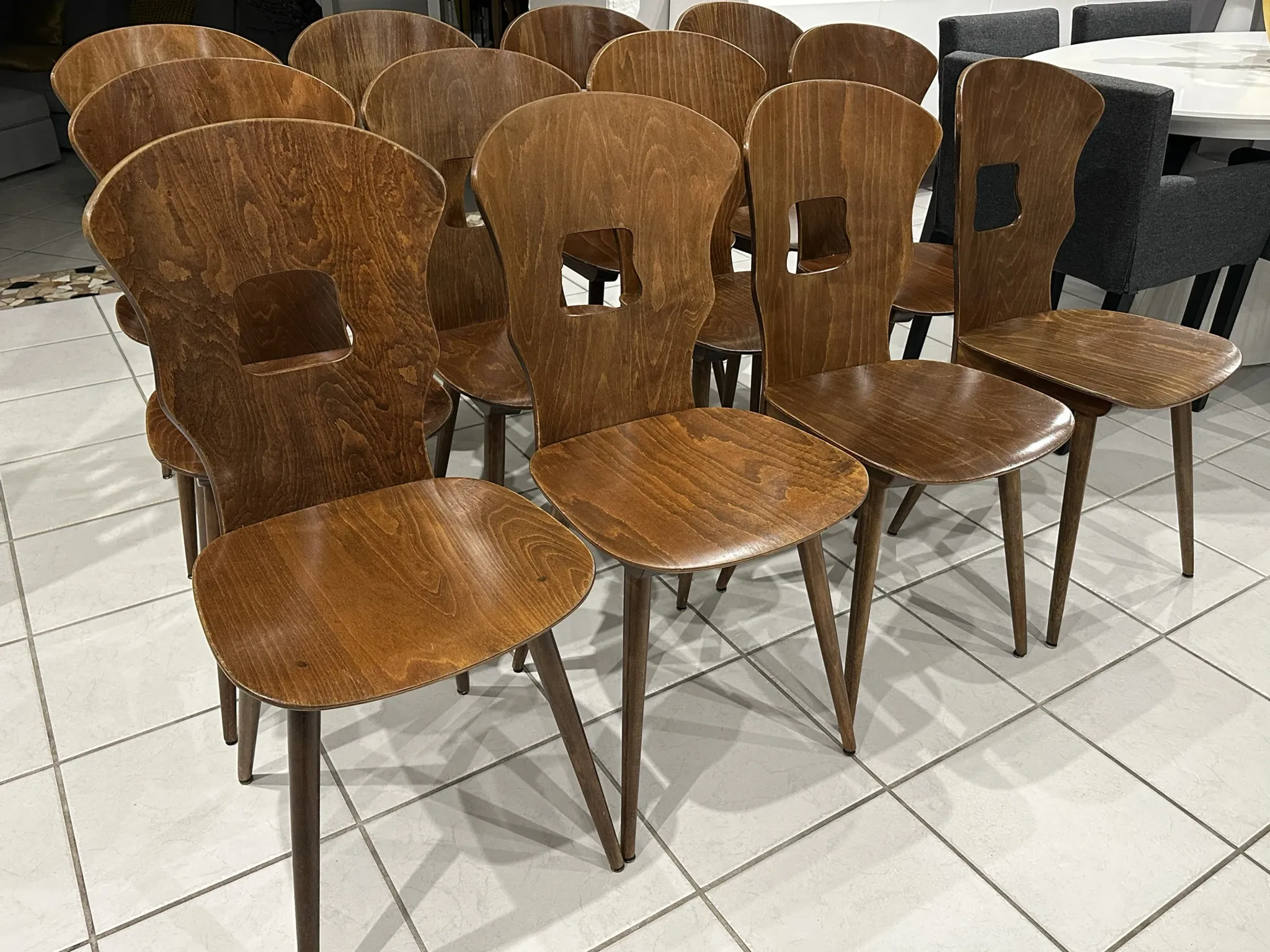 Set of 12 Baumann bistro chairs model Gentiane vintage 1970