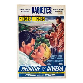 Affiche cinéma originale "Meurtre sur la Riviera" Ginger Rogers 36x54cm 1954