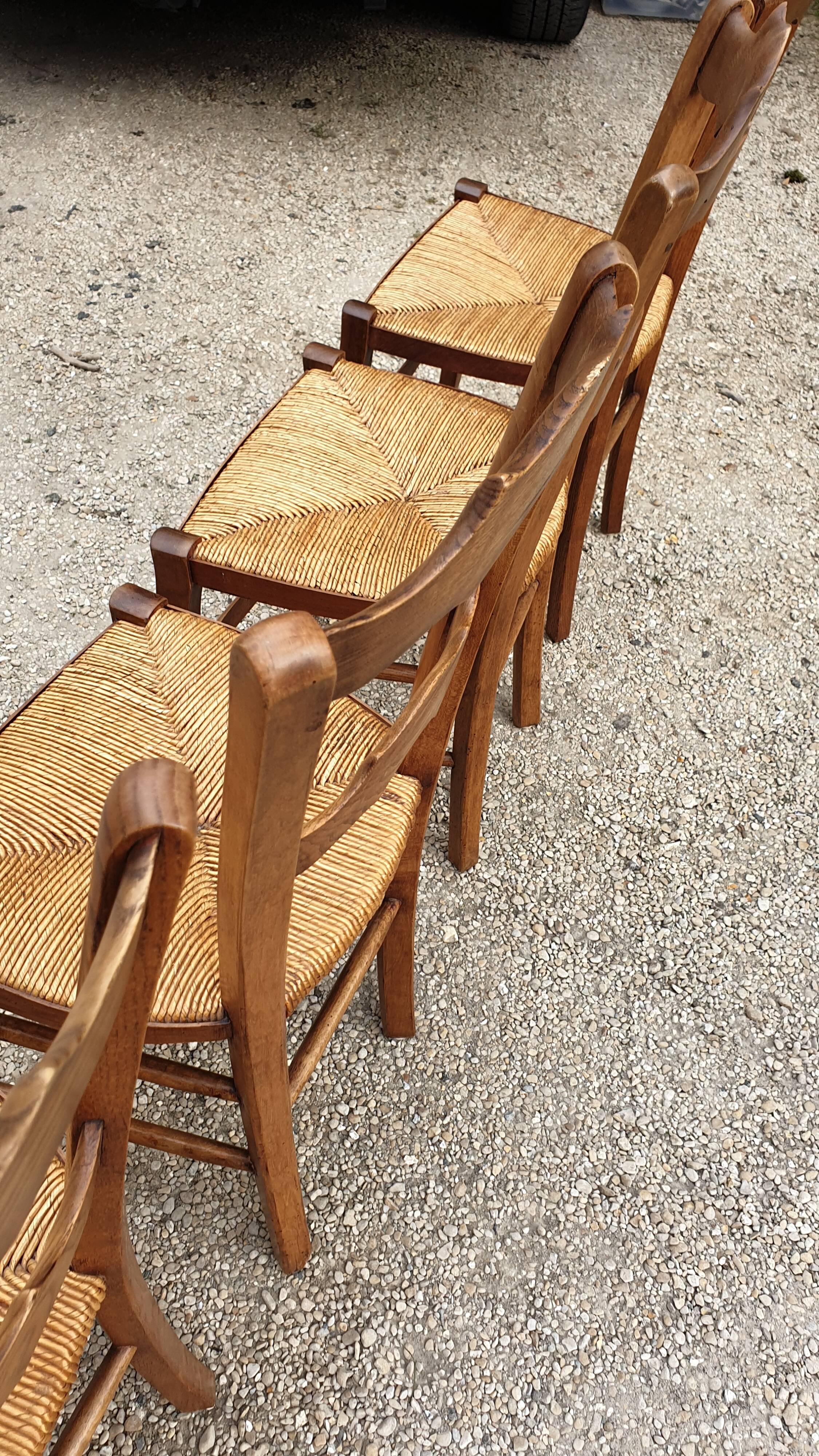4 chairs rustic straw
