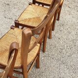 4 chairs rustic straw