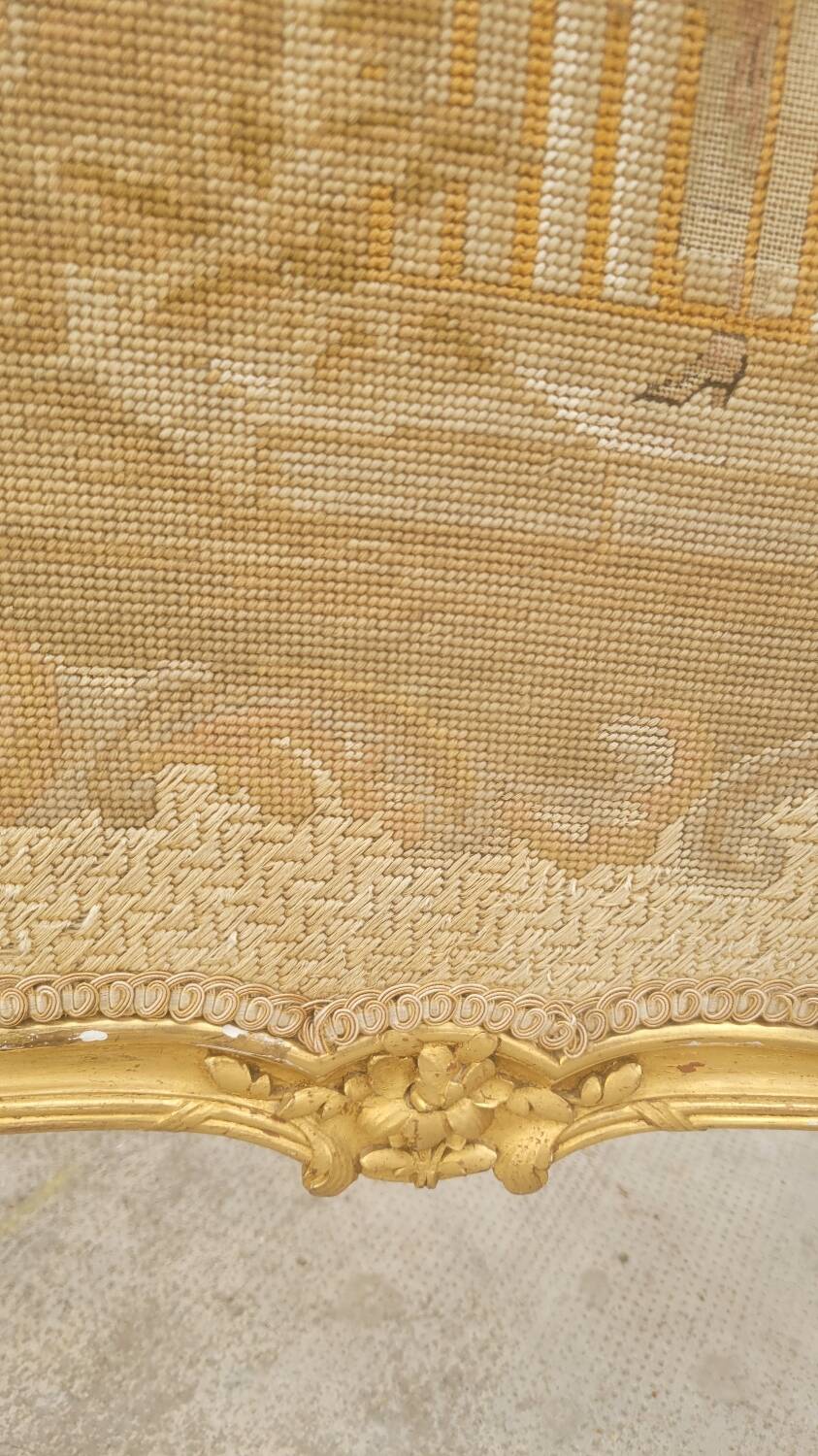 Louis xv style fireplace screen fire screen in gilded wood 19th century tapestry
