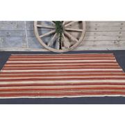 Vintage Turkish Hand-Knotted Wool Cotton Red Kilim Rug 145x236