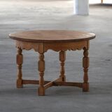 Mid-century Danish round side table in solid oak, Henning Kjærnulf, 1960s.