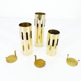 Set de 3 photophores modernistes en laiton, design Kullamässing, Suède, 1960