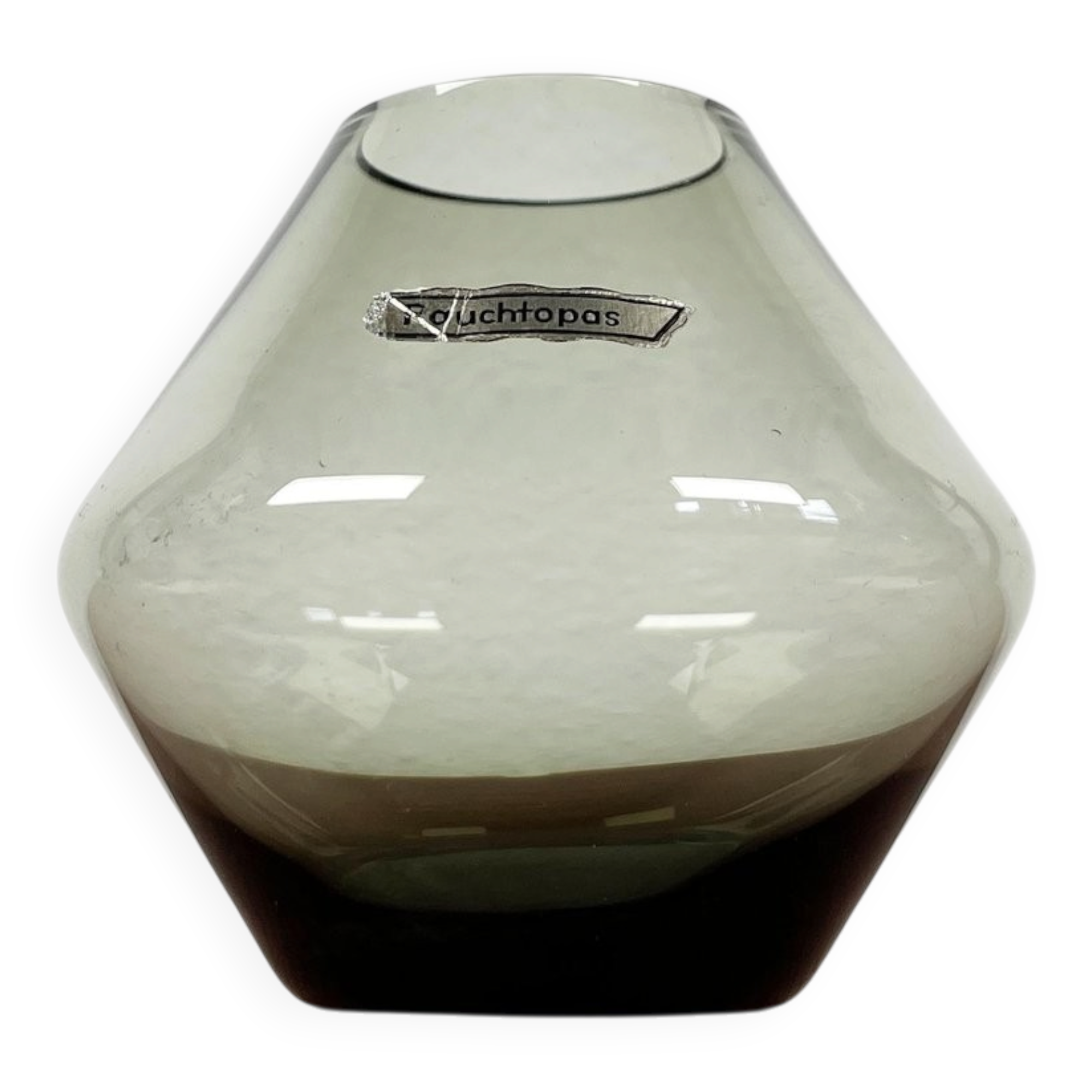 Mid-century German minimalist glass vase Rauchtopas, 1960s