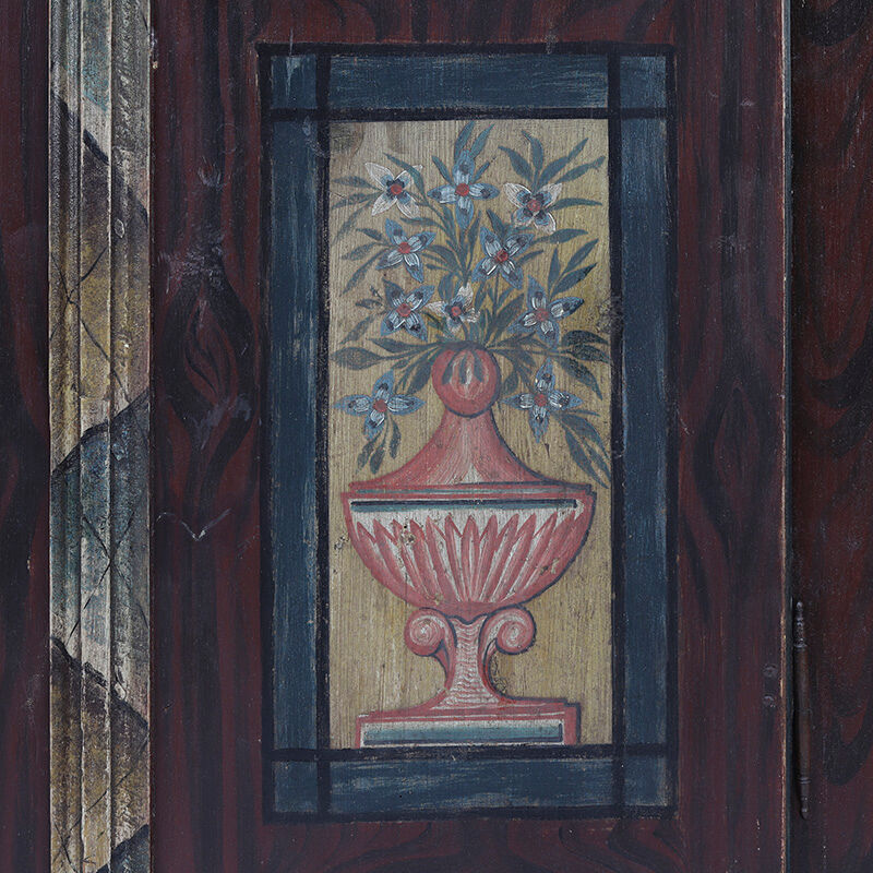 Rustic Farmhouse Folk Art Painted Bridal Cabinet 1844